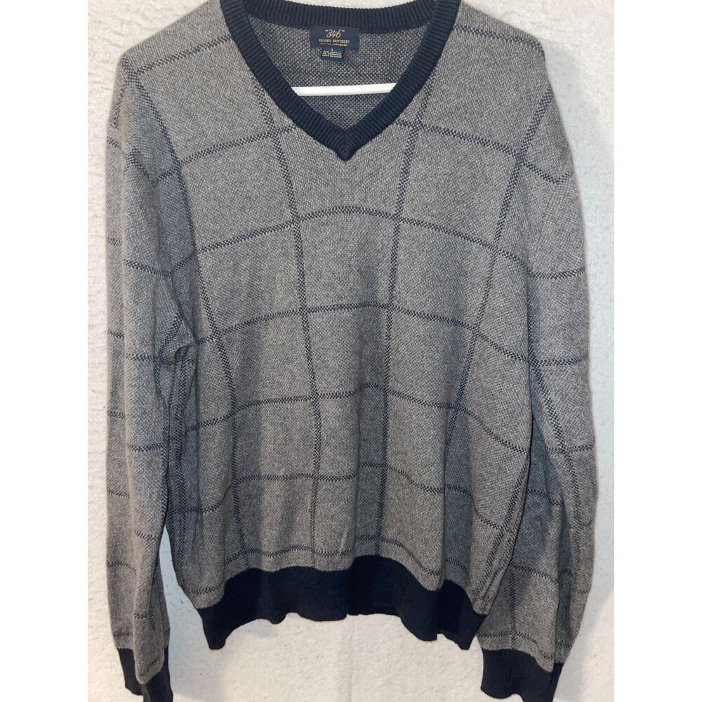 346 Brooks Brothers Cotton Cashmere Blend Pullover Men's Sweater Size L Gray